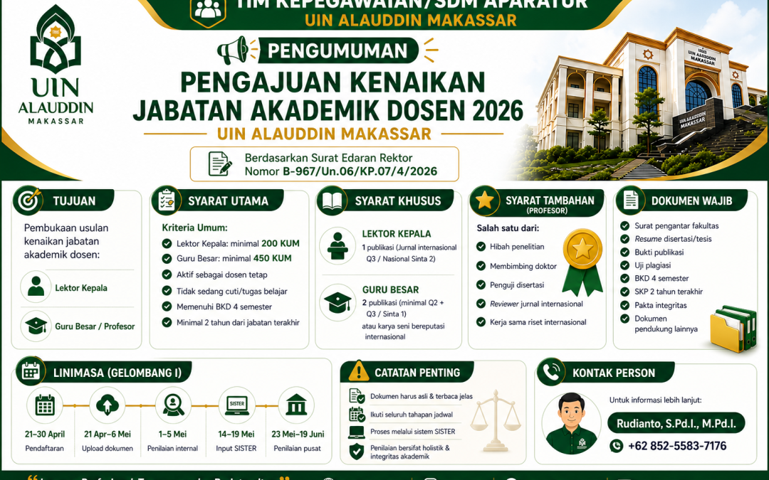 Pengumuman Pengajuan Kenaikan Jabatan Akademik Dosen Tahun 2026