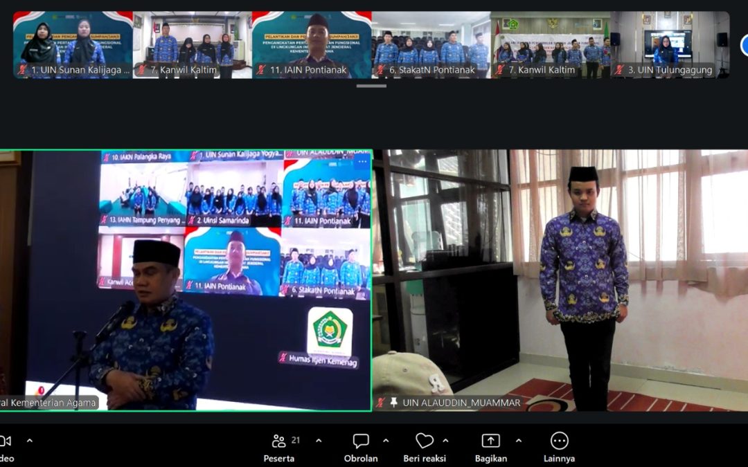 Akselerasi Transparansi Birokrasi, Tim SDM UIN Alauddin Fasilitasi Pelantikan Auditor Ahli Pertama Inspektorat Jenderal Kemenag